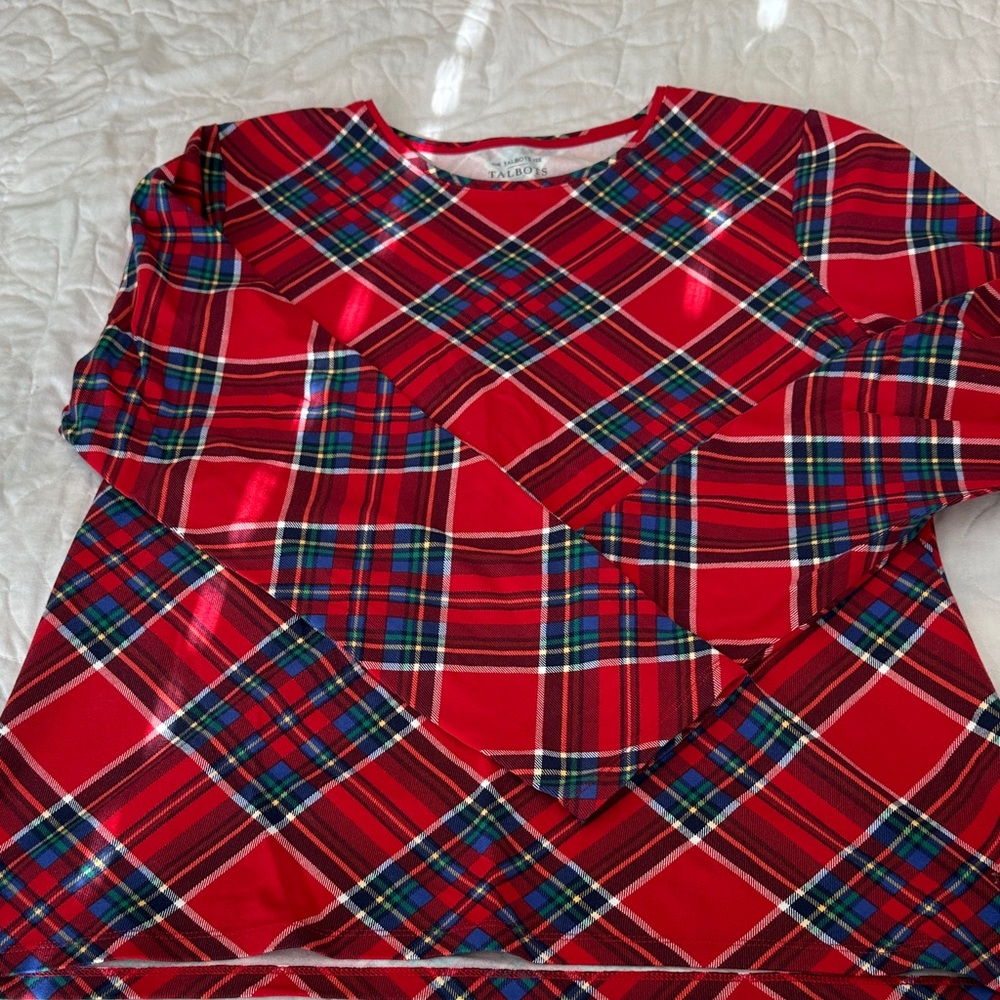 Talbots Red Multicolor Plaid Tee
